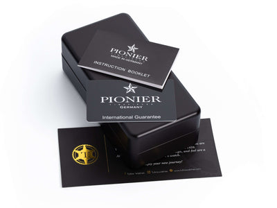 Pionier box along pionier instruction booklet with international warranty card.